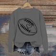 thumbnail image 2 of Holzkary Game Day Sweatshirts for Women Football Sweatshirts Funny Football Graphic Crewneck Long Sleeve Pullover Tops American Football Print Solid Color Round Neck Ladies Sweatshirt Grey Xl, 2 of 5