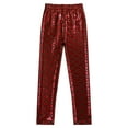 thumbnail image 2 of iiniim Girls Boys Mermaid Leggings Shiny Metallic Fish Scale Skinny Tights Yoga Dance Pants 2-12 Burgundy 11-12, 2 of 7