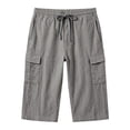 thumbnail image 6 of cfhntfmh Mens Capri Pants Casual Lightweight Elastic Waist Cargos Drawstring Beach Yoga Pants with Pockets (Gray,XX-Large), 6 of 7