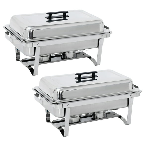 ZENSTYLE 2 Pack 8QT Chafing Dish High-Grade Stainless Steel Pans Catering Full Size Includes Food Pan, Water Pan and Fuel Holders