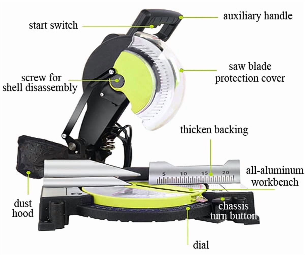 12 Inch 8.3A Compound Miter Saw with Laser 240V 6000rpm Right Angle Miter Cutting Belt Drive