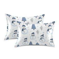 Yayeee Pillowcase Standard Size Set of 2 Satin Wrinkle Resistant Pillow Case, Cartoon Snowmen