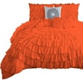 thumbnail image 2 of D.N.G. BEDDINGS 100% Egyptian Cotton 1 Piece Circle Ruffle Comforter with 1 Freebie Ruffle Pillow | 550 GSM Filled Microfiber - King/Cal-King Size, Orange Color - 800 Thread Count, 2 of 5