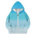 thumbnail image 2 of SonxaHe Big Girl's Hooded Jacket Fleece Zip Up Gradient Long Sleeve Jacket Lightweight Autumn Sweatshirt Blue,Sized 12-13, 2 of 4