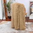 thumbnail image 4 of Superior Hub Decorative Extra Soft Faux Fur Throw Blanket 50" x 60",Solid Reversible Fuzzy Long Hair Shaggy Blanket,Fluffy Cozy Plush Fleece Comfy Microfiber Fur Blanket for Couch Sofa Bed,Camel, 4 of 14