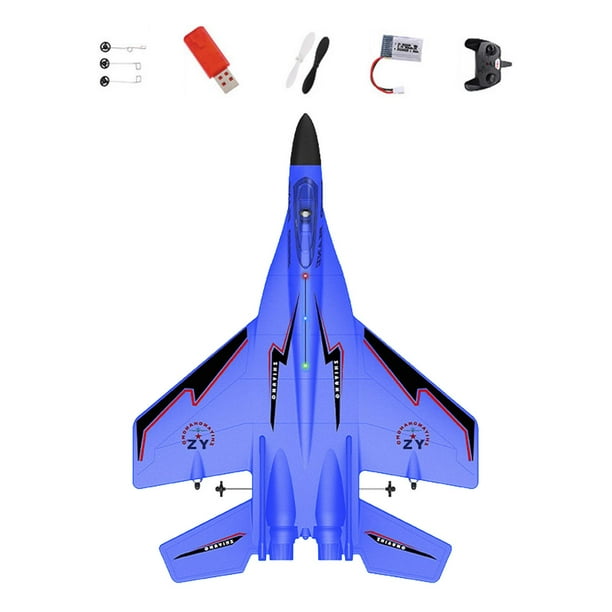 Avión RC EVA de control remoto, avión de 2 canales, juguetes voladores para exteriores, anticolisión Azul