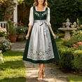 thumbnail image 2 of Huangx Women Oktoberfest Dress - Halloween Dirndl Dress with Embroidery, German Dress for Oktoberfest Party Carnival and Dress Up Dark Green XXXXXL, 2 of 4