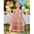 thumbnail image 3 of Oudiya Toddler Girls Fluffy Tutu Dress Tiered Summer Party Sundress Tulle Cute Dresses for Kids 2-7Y, 3 of 8