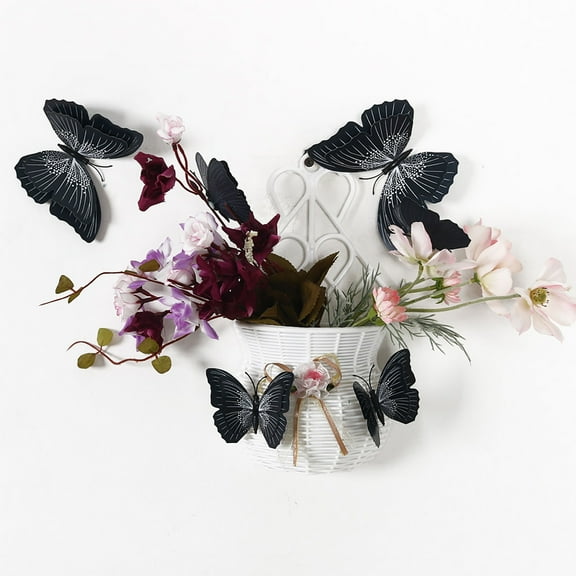 Uxcell 3D Removable Butterfly Wall Stickers Fresco Sticker Art Decals Black 12Pcs