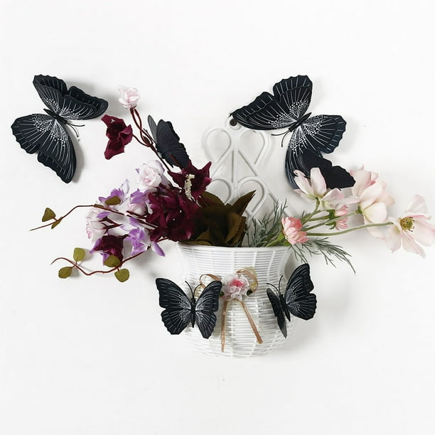Uxcell 3D Calcomanías de Mariposa Removibles Fresco Sticker Art Decals PVC Negro 12pcs