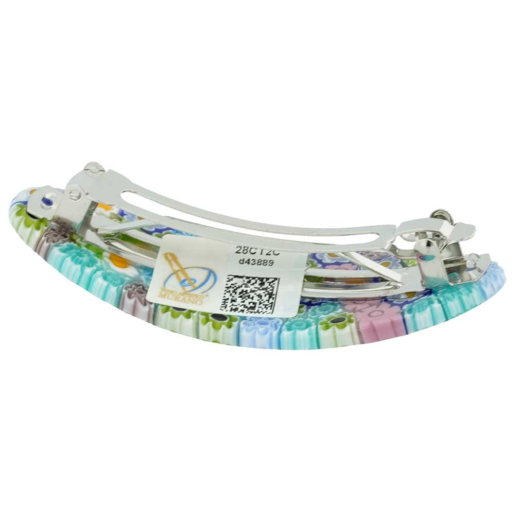 GlassOfVenice Murano Glass Millefiori Oval Hair Clip - Pastels