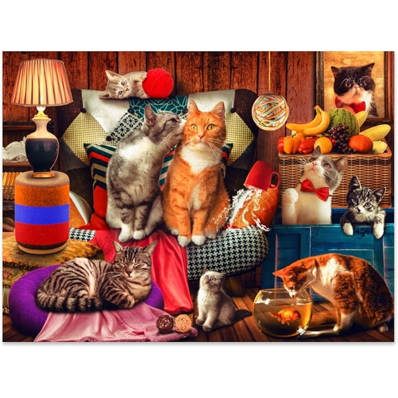 Cute Cat 1000 Piece Large Jigsaw Puzzle for Adults, Thick Cardboard High Difficulty Puzzle for Challenging Fun and Home Decor