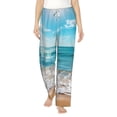 thumbnail image 2 of Lsque Sunny Ocean Waves Print Women's Pajama Pants, Lounge Pant - Comfortable Home Wear,Elastic Waistband, Stylish Design-Small, 2 of 9