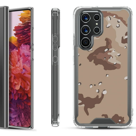 Shockproof Bumper Phone Case for Samsung Galaxy S22 Ultra 5G, by OneToughShield ® - Desert Camo