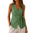 thumbnail image 3 of Harpily Womens Tank Tops V Neck Plus Size Sleeveless Adjustable Side Tie Linen Wrap Casual Summer Daily Shirts Vacation Blouses, 3 of 5