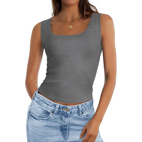 PRETTYGARDEN Womens Tank Tops Spring Casual Sleeveless Fitted Scoop Neck Basic Slim Cute Top Summer Shirt Beach Clothes