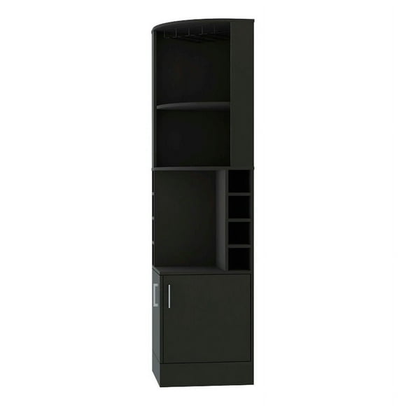 FM FURNITURE Delhi Corner Bar Cabinet Double Door Black Engineered Wood