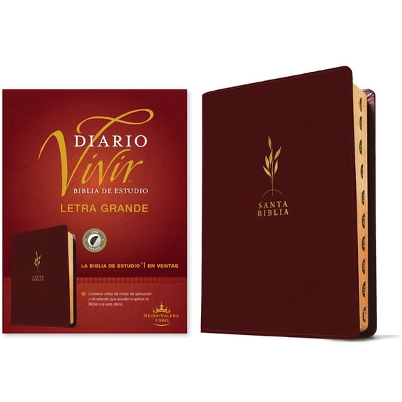 Biblia de Estudio del Diario Vivir Rvr60, Letra Grande (Sentipiel, Vino Tinto, Ãndice, Letra Roja), (Hardcover)