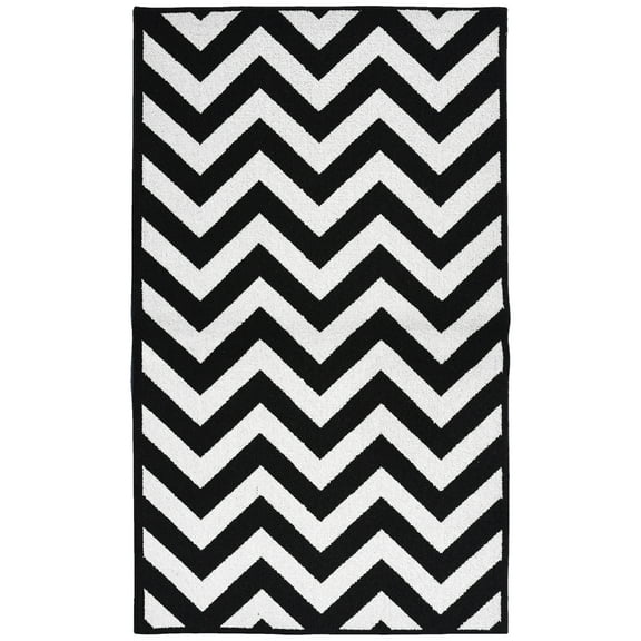 Garland Rug Large Cheveron 5 ft. x 7 ft. Area Rug Black/White