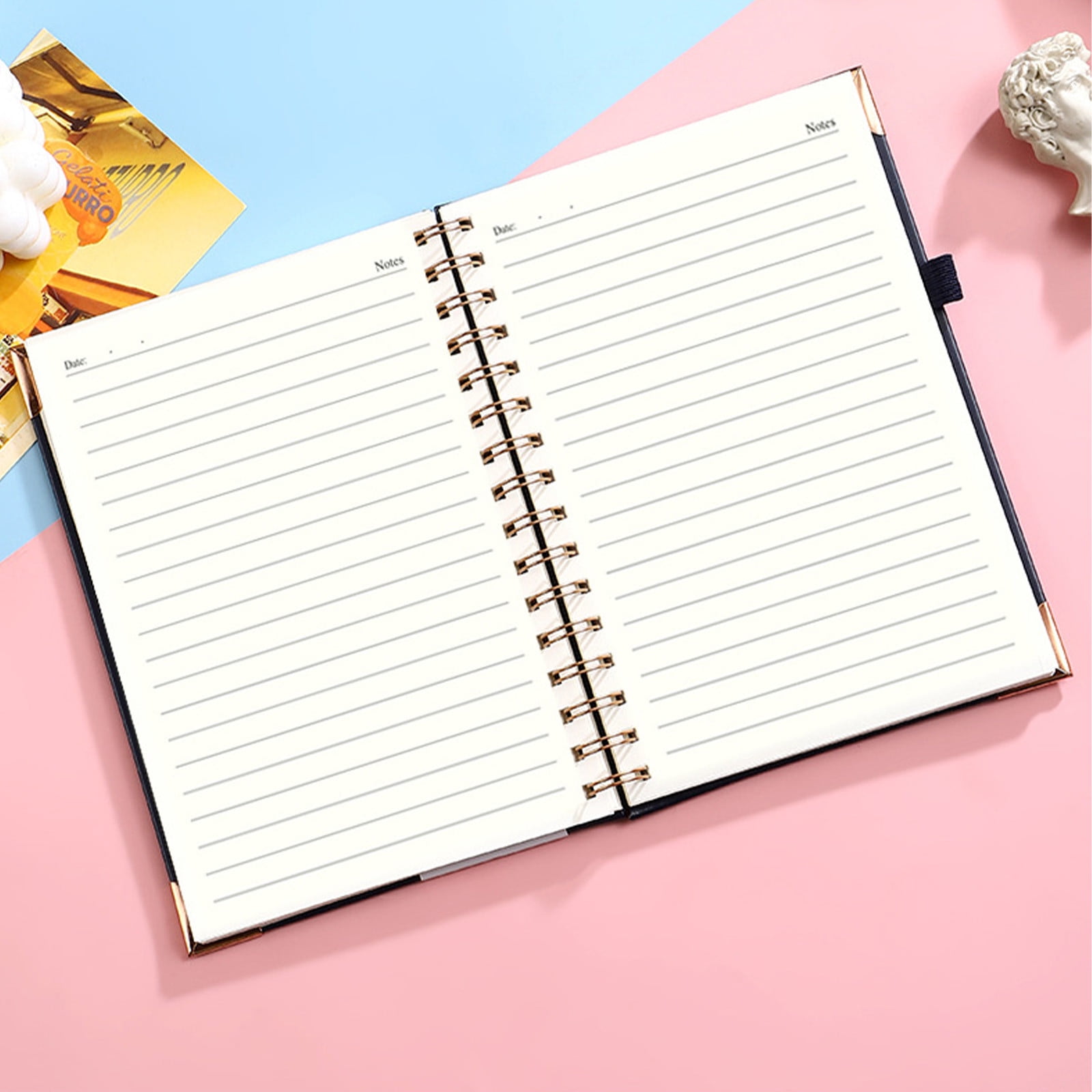 Lwlmwt Leather-bound Spiral Notebook A5 Ring-Bound JournaL Notebook Hardcover Thick Pages Unisex Notebook Ideal for Study and Work
