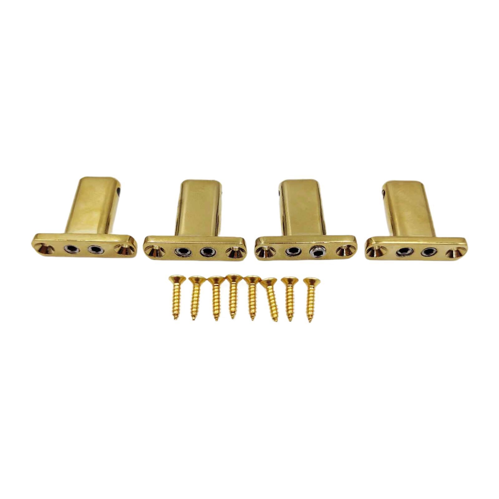 JWQFBC 4 String Electric Guitar Nut Locking Bridge with Mounting Screw for DIY Projects Gold
