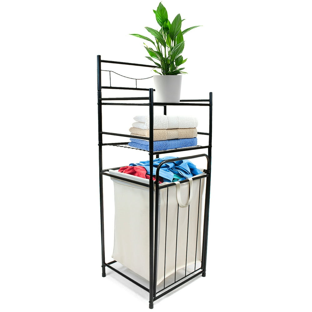 Sorbus Bathroom Tower Hamper and 2Tier Storage Shelves