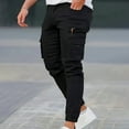 thumbnail image 2 of Mens Cargo Jogger Pants Slim Fit Stretch Zipper Pockets Thick Cotton Pants for Men, 2 of 6
