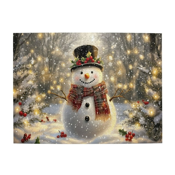 500 PCS Cute Snowman Puzzles For Adults 500 Pieces,Vibrant Design,Great For Relaxation And Display For Puzzle Enthusiast,Adults Wooden Jigsaw Puzzles,Family Leisure Entertainment