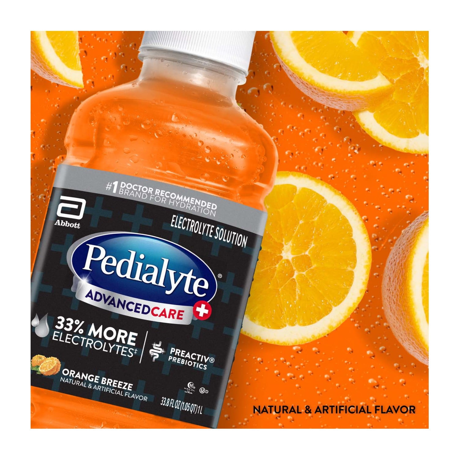 (2 pack) Pedialyte AdvancedCare Plus Electrolyte Drink, Orange Breeze, 1 Liter