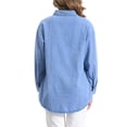 thumbnail image 3 of Camisa de mezclilla casual para mujer INSPIRE CHIC de manga larga, chaqueta de jean, talla XS, azul claro, 3 of 6