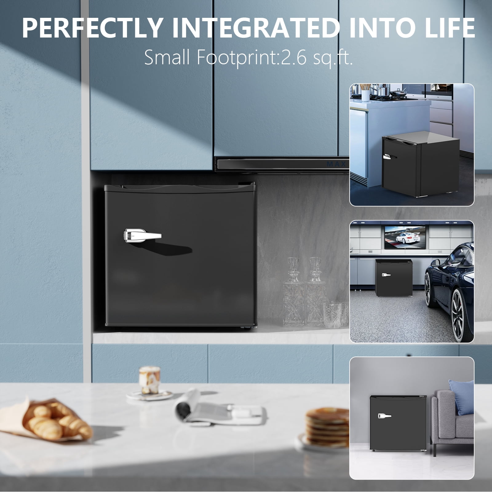 KNDKO Upright Freezer, 1.2 Cu.ft Small Freezer with Adjustable Thermostat & Removable Shelves, Stand Up Freezer for Home/Office, Black