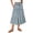 Blue, variant on Ladies' Casual Stripe Print Elastic Waist Drawstring Midi Skirt Beige L