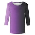 thumbnail image 4 of YUGYXL Gradient Color Shirts for Women 3/4 Sleeve Tshirts Plus Size Tops Lounge Crew Neck Lightweight Cozy Tees Ladies Tunics Fit Clothes, 4 of 5
