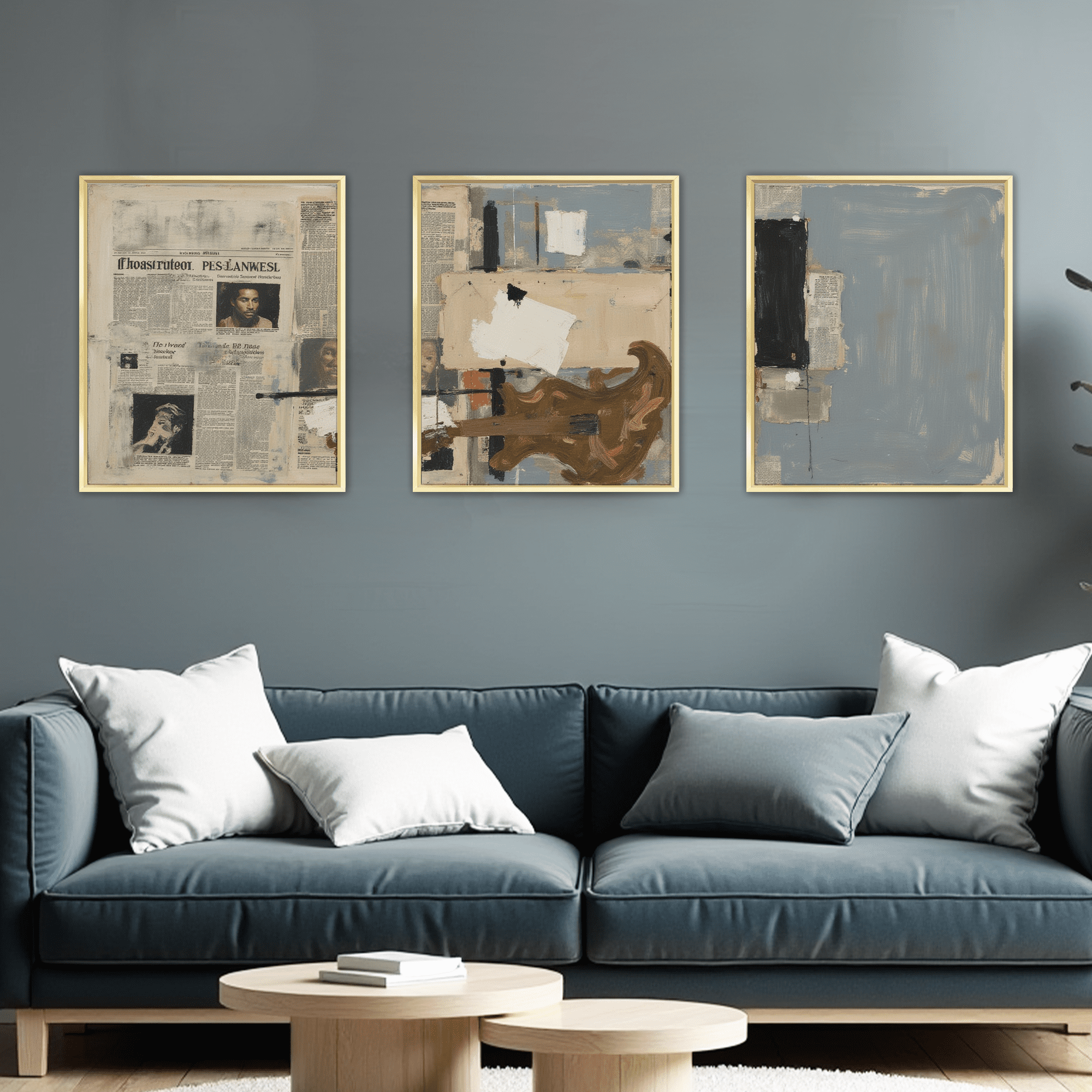 MAYEERTY Modern Abstract Wall Art Painting, Living Room Decor, Gold Aluminum Alloy Frame, 23.6"x15.8"