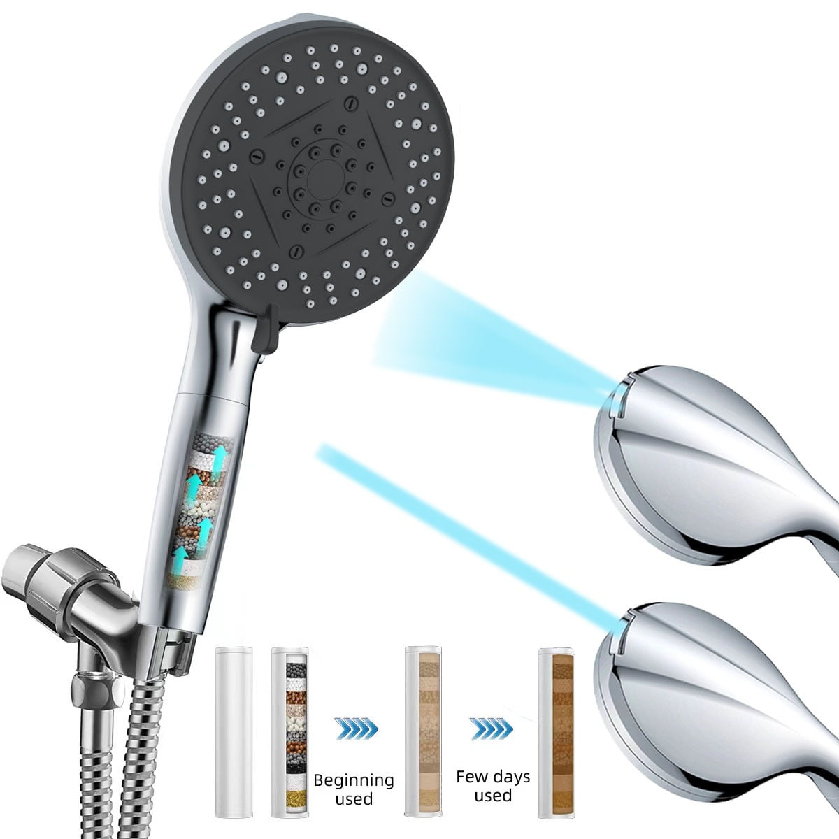 High Pressure Shower Head with Handheld, 10 Spray Settings Water Saving