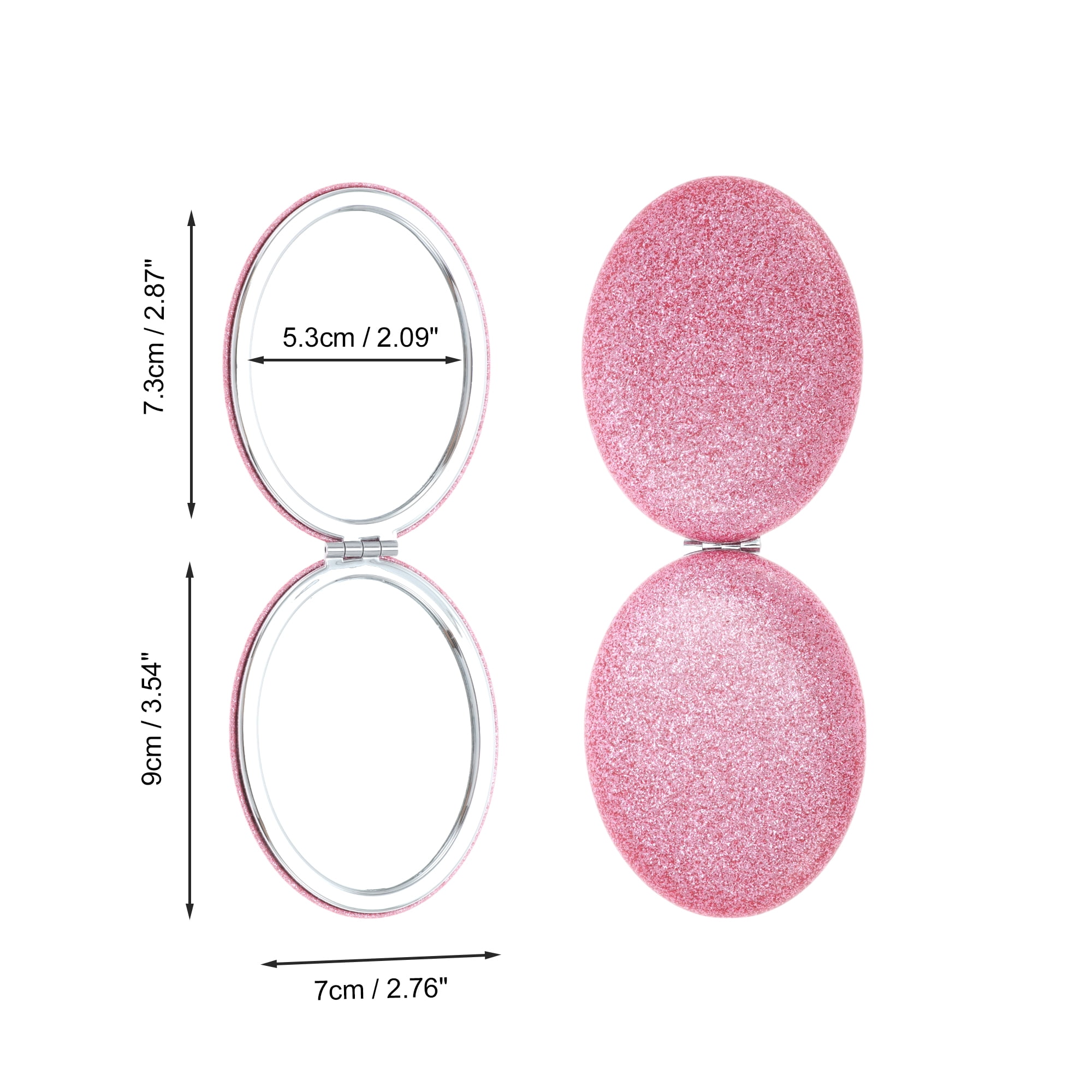 Unique Bargains Portable Oval Makeup Mirror 1 Pc Pink
