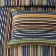 thumbnail image 4 of Chezmoi Collection Avery Striped Cotton Quilt Set Oversized King Size, 3-Piece Soft Pre-Washed 100% Cotton Quilt, Multi-Color Green, 4 of 9