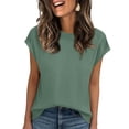 thumbnail image 2 of Short Sleeve Sweaters for Womens Summer Crew Neck Knit Sweater Shirts Business Casual Work Tops 2026 Spring Outfits Green 2XL, 2 of 5