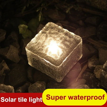 

Sloar Brick Lights Frosted Glass Brick Pave Garden Landscape Path Light Waterproof Ice Cube Rocks