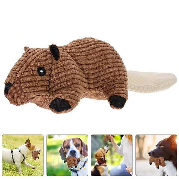 KONTONTY Squirrel Shape Pet Chew Toy Light Brown 1 Set 7.1x4.9x2.8in