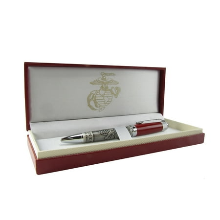 - US United States Marine Corps Heavy Metal Red Ball Point Pen/Box USMC Gift Set