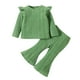 thumbnail image 1 of Gibobby Conjunto de ropa para bebé y niño Camiseta sólida de manga larga para niñas pequeñas, suéter, Tops, pantalones acampanados, trajes(Verde,9-12 Meses), 1 of 5