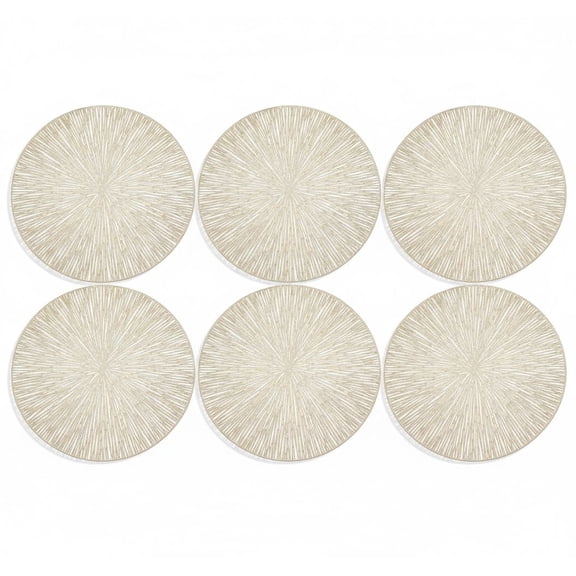 6 Pack 15" Gold Round Placemats – Premium Hollow-Out Table Mats | Washable, Wipeable & Non-Slip Heat-Resistant Decor for Dinner Parties, Weddings & Christmas Home Styling