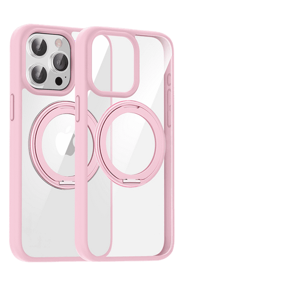 TECH CIRCLE Case for iPhone 13 Pro (6.1") 2021 - Clear Back Cover Shockproof Case [Compatible with MagSafe/ 360 Degree Rotating Kickstand] Protective Lightweight Cover, Pink