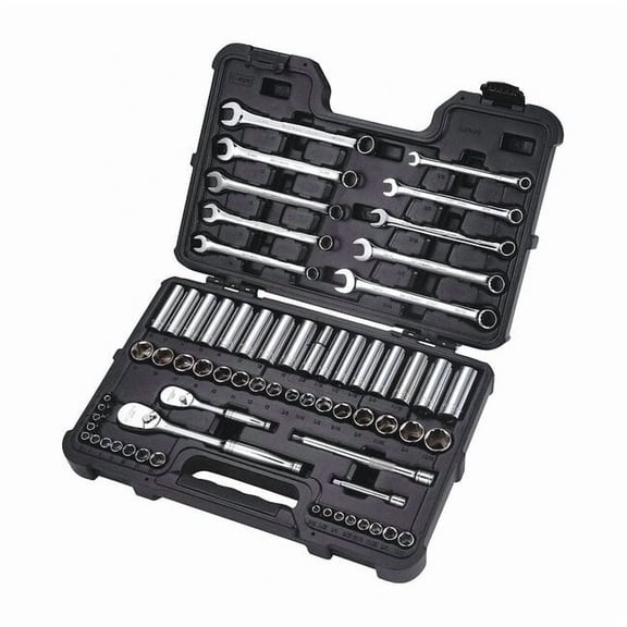 WESTWARD 53PN75 1/4 in, 3/8 in Drive Socket Set, Metric, SAE, 65 pcs