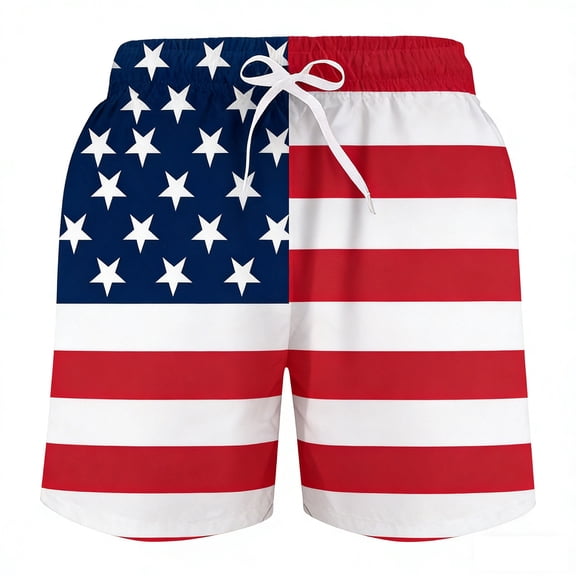 XAOFW Boys Swim Trunks With Compression Liner Patriotic Print Beach Shorts 250th Anniversary Swimming Shorts Water Sports Comfortable Bottoms