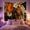 thumbnail image 2 of Woman with Cream White Flowers Portrait Tapestry Wall Hanging, 2 of 7