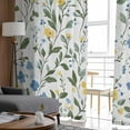 thumbnail image 4 of Blue Yellow Spring Floral Semi Sheer Curtains 96 Inch Length 2 Panels Set, Summer Elegant Botanical Green Sheer Kitchen Curtain Privacy Voile Window Curtain for Living Room Bedroom Rod Pocket Drapes, 4 of 7