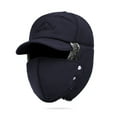 thumbnail image 2 of HOMEYA Winter Hats for Women Men,Thick Warm Windproof Trapper Ushanka Hat with Ear Flaps,Plush Russian Bomber Hats for Ski Hunting Cycling,Navy Blue, 2 of 9