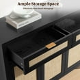 thumbnail image 6 of SICOTAS 43.5"W Farmhouse Sideboard with 3 Rattan Doors & 2 Large Drawers – Boho Storage Cabinet with Adjustable Shelves & Anti-Tip Kit for Living Room, Entryway, Kitchen,Black, 6 of 8